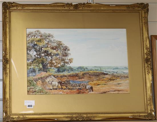 Claude Hayes, watercolour, Near Lewes, signed, 34 x 52cm.